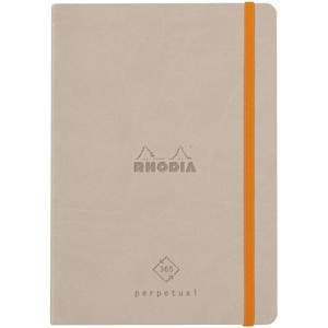 image:imageRHODIA 117182C  Soft Notebook Diary Perpetual Perpetual Black  A5128 Pages  90G Ivory Clairefontaine Paper  Index Elastic Closure  Faux Leather Cover  Rhodiarama CollectionBeige