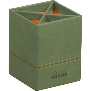 image:imageRHODIA 194530C  Sage Pencil Pot  8 x 8 x 11 cm  Orange Saddle Stitched  Imitation Leather Exterior  Rhodiarama Home Office Collection  Office Organization amp Storage DesignSage