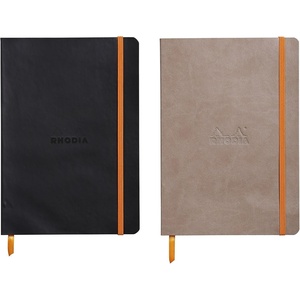 image:imageRhodia Pack of 2 Rhodiarama Lined Soft Cover Notebooks 55x85 One Taupe and One Black