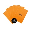 image:imageRHODIA 18200C  Stapled Notepad N18 Orange  A4  Small Squares  80 Detachable Sheets  80G Clairefontaine Paper  Coated Card Cover  Pack of 5 pads