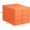 image:imageRHODIA 318869C  Iris 4Drawer File Organizer  248 x 327 x 228 cm  Orange Saddle Stitching  Faux Leather Exterior  Rhodiarama Home Office Collection  Office Organization amp Designer Storagetangerine