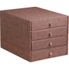 image:imageRhodia 318864C  Taupe 4Drawer File Organizer  248 x 327 x 228 cm  Orange Saddle Stitching  Faux Leather Exterior  Rhodiarama Home Office Collection  Office Organization amp Designer StorageChocolate